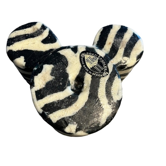 New Swazi Candle Mickey Mouse Zebra Pattern Handmade Africa - Picture 4 of 8